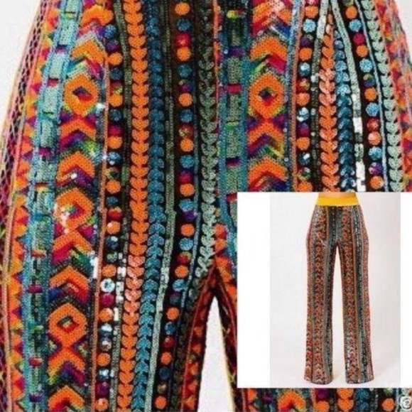 “IT’S A FREAKIN’ FIESTA!” Sequin Wide Leg Flares - Picture 3 of 14